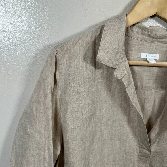 J.Jill Love Linen Popover Tunic Top Size 1X Beige Neutral Lagenlook Minimal - Picture 4 of 9